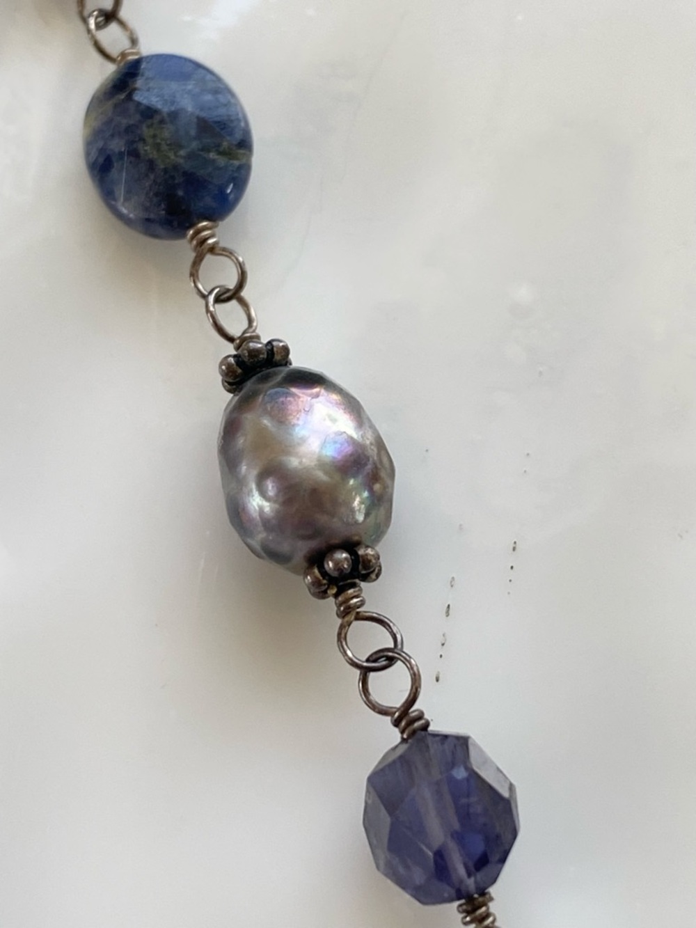 Silpada Blue Lace Pearl and Sodalite Necklace N1308 16” inches - Picture 8 of 9